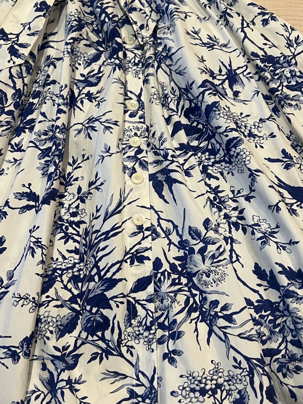 The J. Peterman Company Toile de Jouy Kentucky Derby Dress Blue & White Sz 10 - Picture 6 of 12